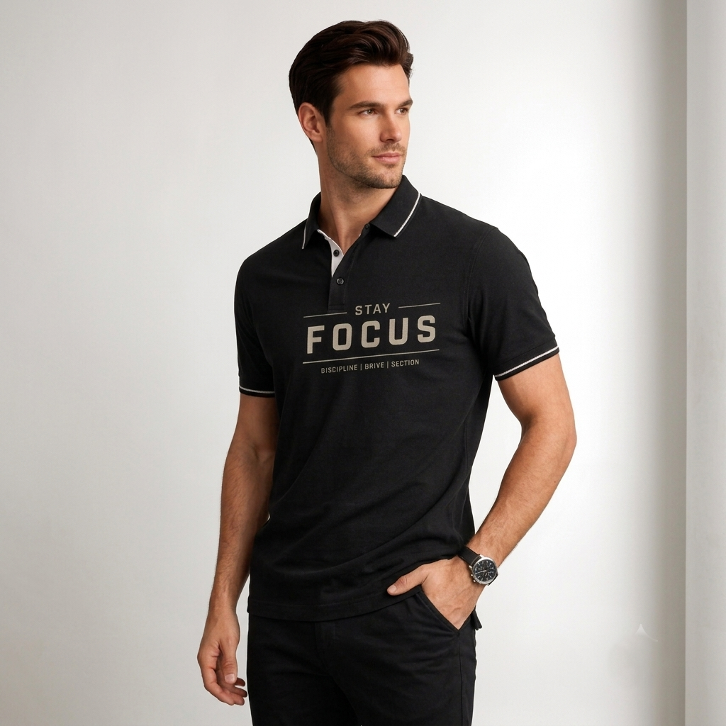 YOUD Man Customized and Personalized Polo T-Shirt STAY FOCUS