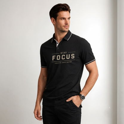 YOUD Man Customized and Personalized Polo T-Shirt STAY FOCUS