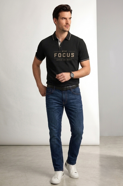 YOUD Man Customized and Personalized Polo T-Shirt STAY FOCUS