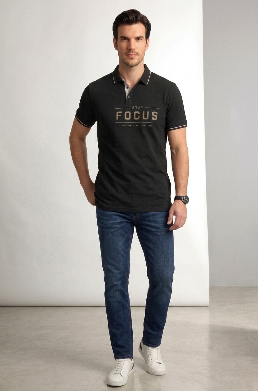 YOUD Man Customized and Personalized Polo T-Shirt STAY FOCUS
