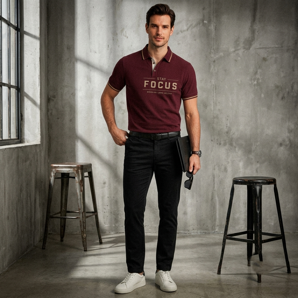 YOUD Man Customized Polo T-Shirt STAY FOCUS