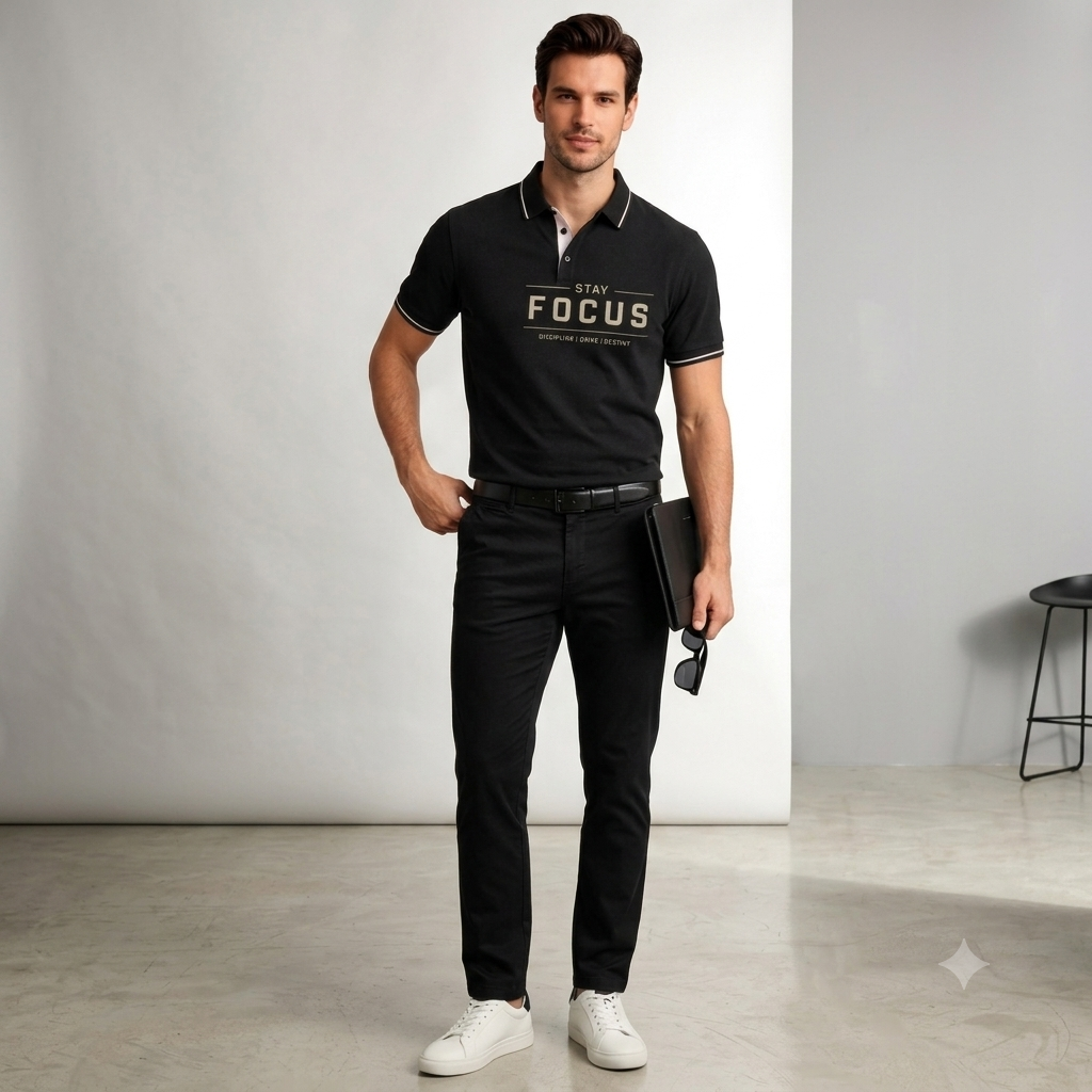 YOUD Man Customized and Personalized Polo T-Shirt STAY FOCUS
