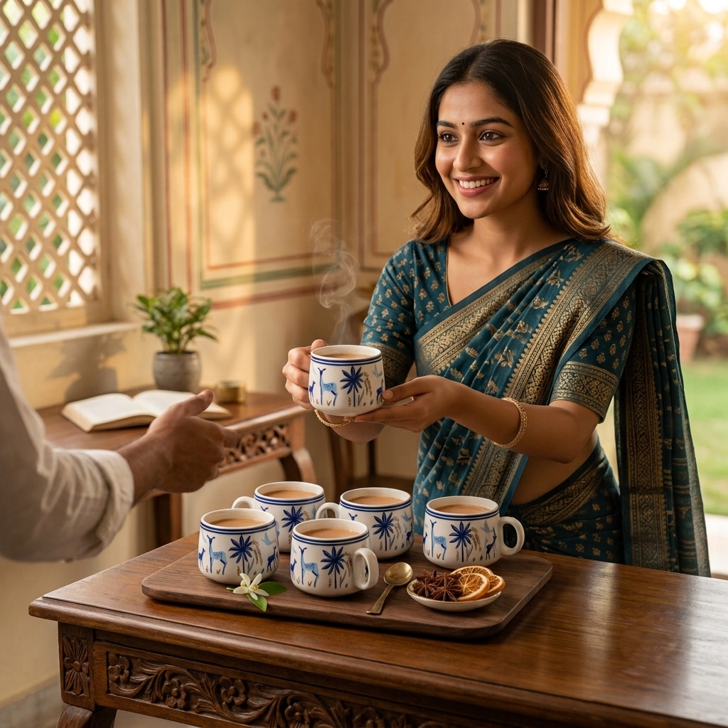 YOUD Ceramic 6 Tea Cup Set