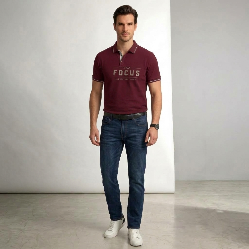 YOUD Man Customized Polo T-Shirt STAY FOCUS
