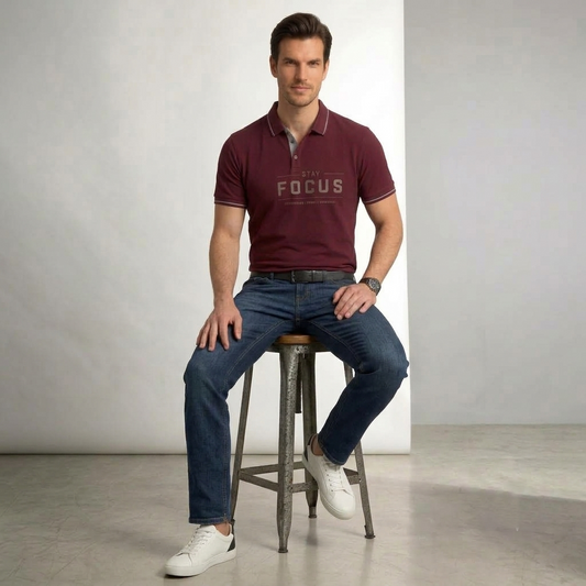YOUD Man Customized Polo T-Shirt STAY FOCUS