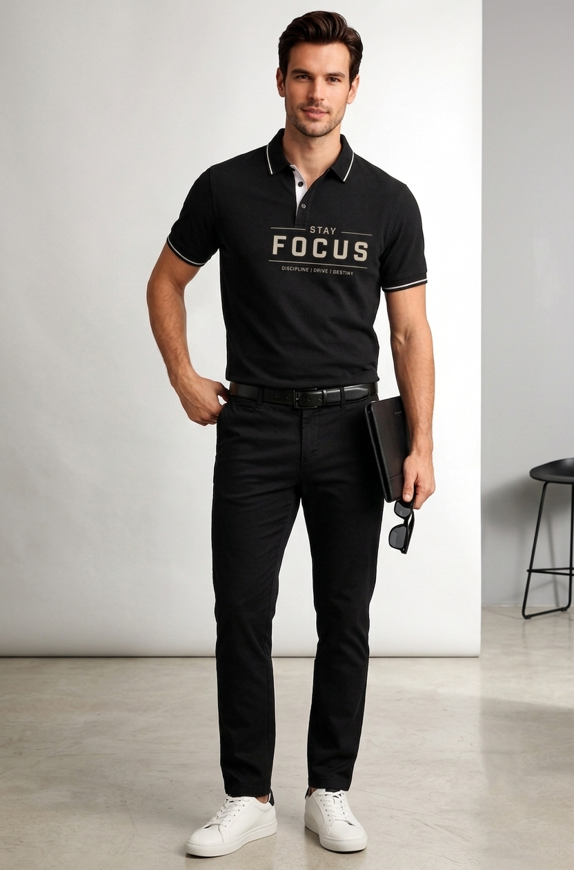 YOUD Man Customized and Personalized Polo T-Shirt STAY FOCUS