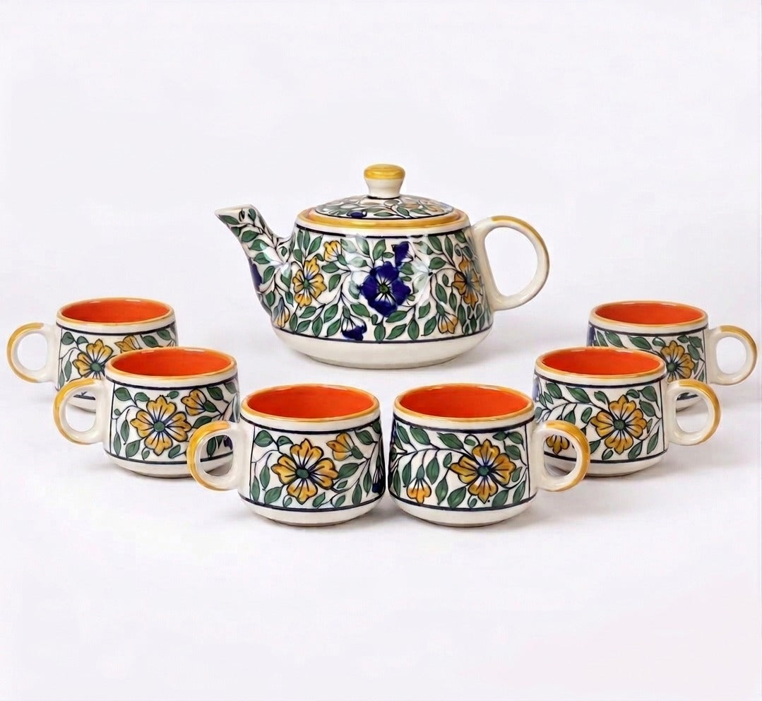 YOUD Ceramic 6 Tea Set with 1 Kettle