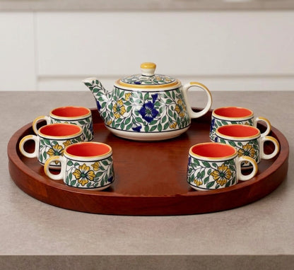 YOUD Ceramic 6 Tea Set with 1 Kettle