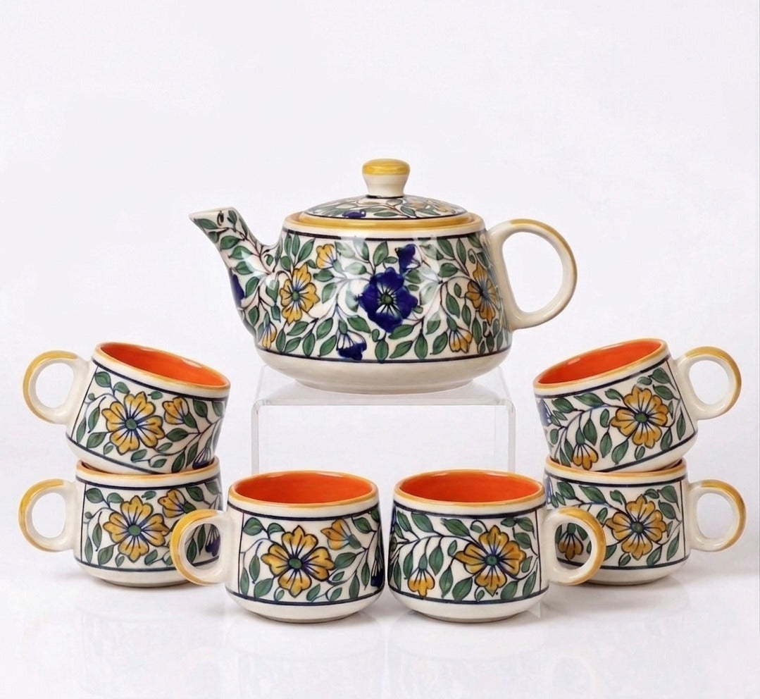YOUD Ceramic 6 Tea Set with 1 Kettle
