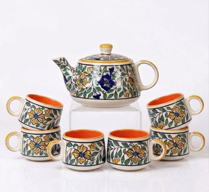YOUD Ceramic 6 Tea Set with 1 Kettle