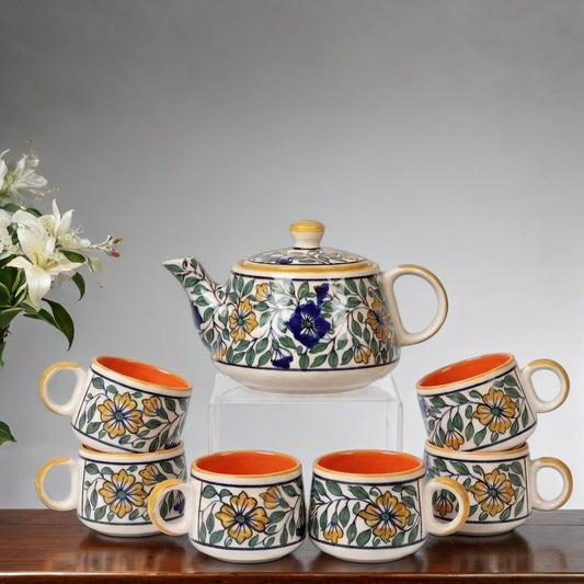 YOUD Ceramic 6 Tea Set with 1 Kettle