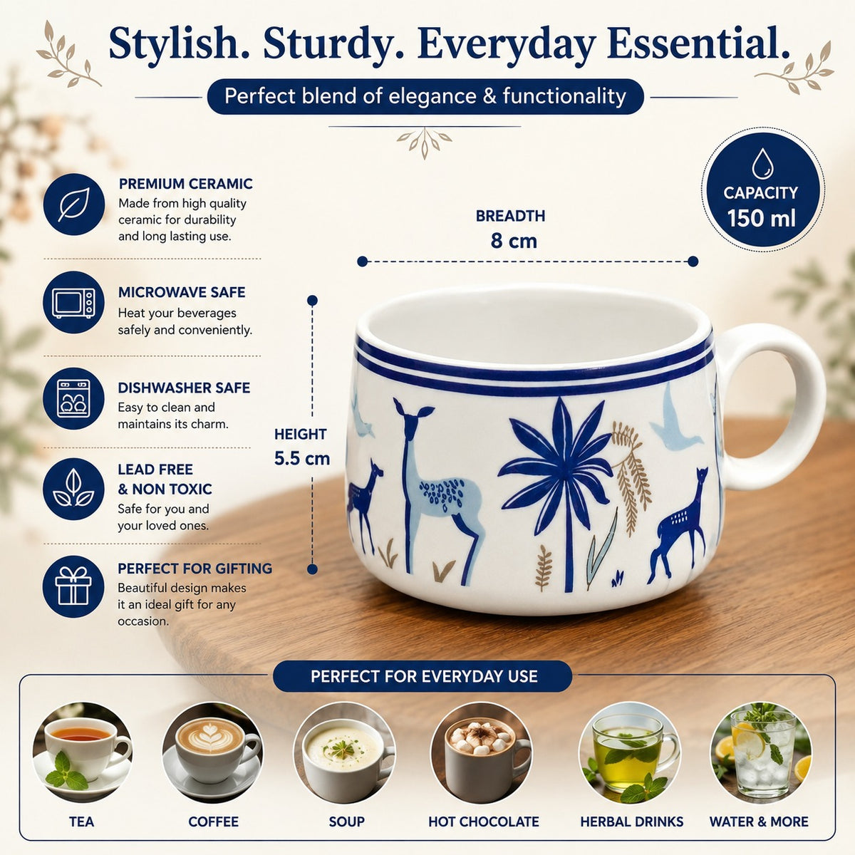 YOUD Ceramic 6 Tea Set with 1 Kettle