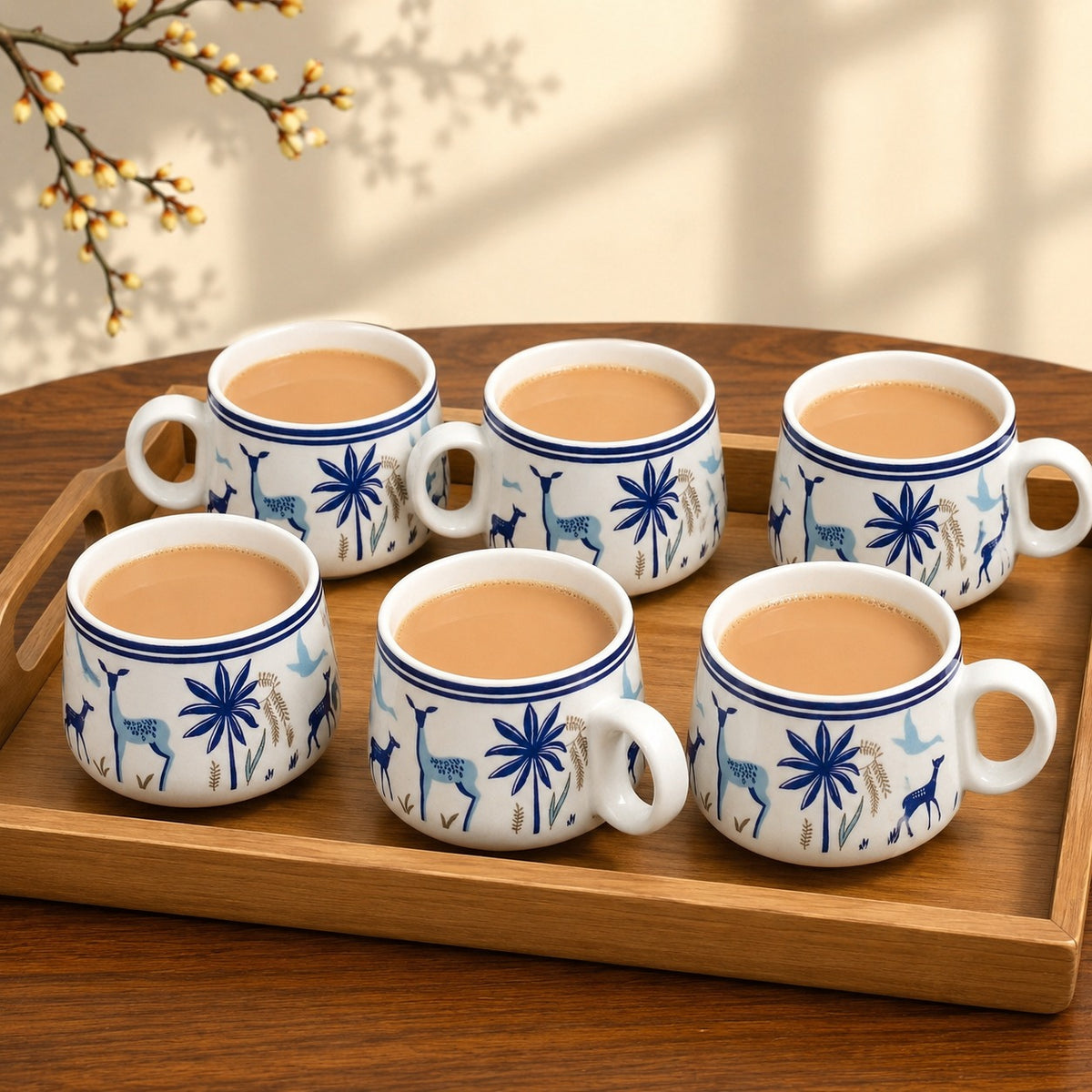 YOUD Ceramic 6 Tea Set with 1 Kettle