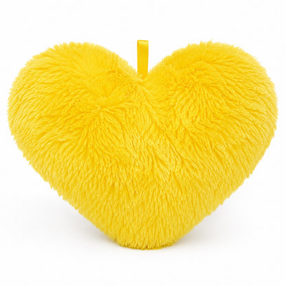 YOUD Yellow Fur Heart-Shaped Cushion with Customized Photo Print
