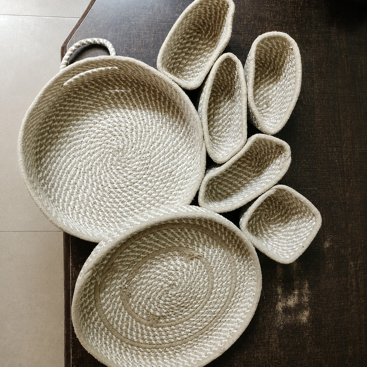 Youd Round Cotton Rope Serving Box with Removable Dividers