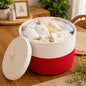 Youd Dual-Tone Red & White Woven Cotton Rope Basket with Lid