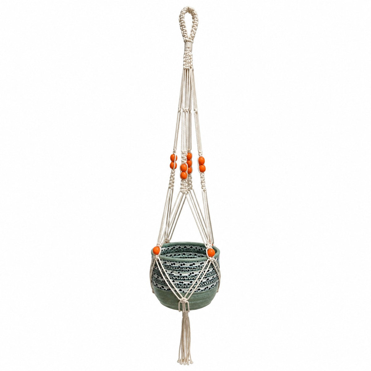Youd Set of 2 Hanging Planters with Yellow Accent Beads