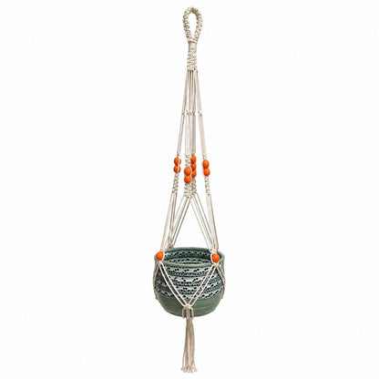 Youd Set of 2 Hanging Planters with Yellow Accent Beads