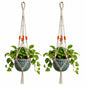 Youd Set of 2 Hanging Planters with Yellow Accent Beads