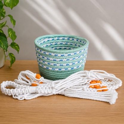 Youd Hanging Planter Basket with Yellow Accent Beads