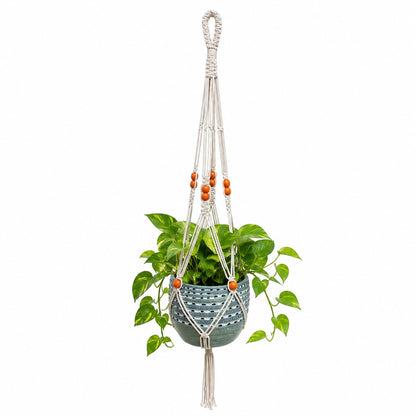 Youd Hanging Planter Basket with Yellow Accent Beads