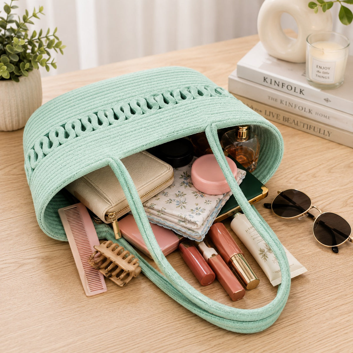 YOUD Rope Handbag | Cotton Tote Handmade Bag for Women