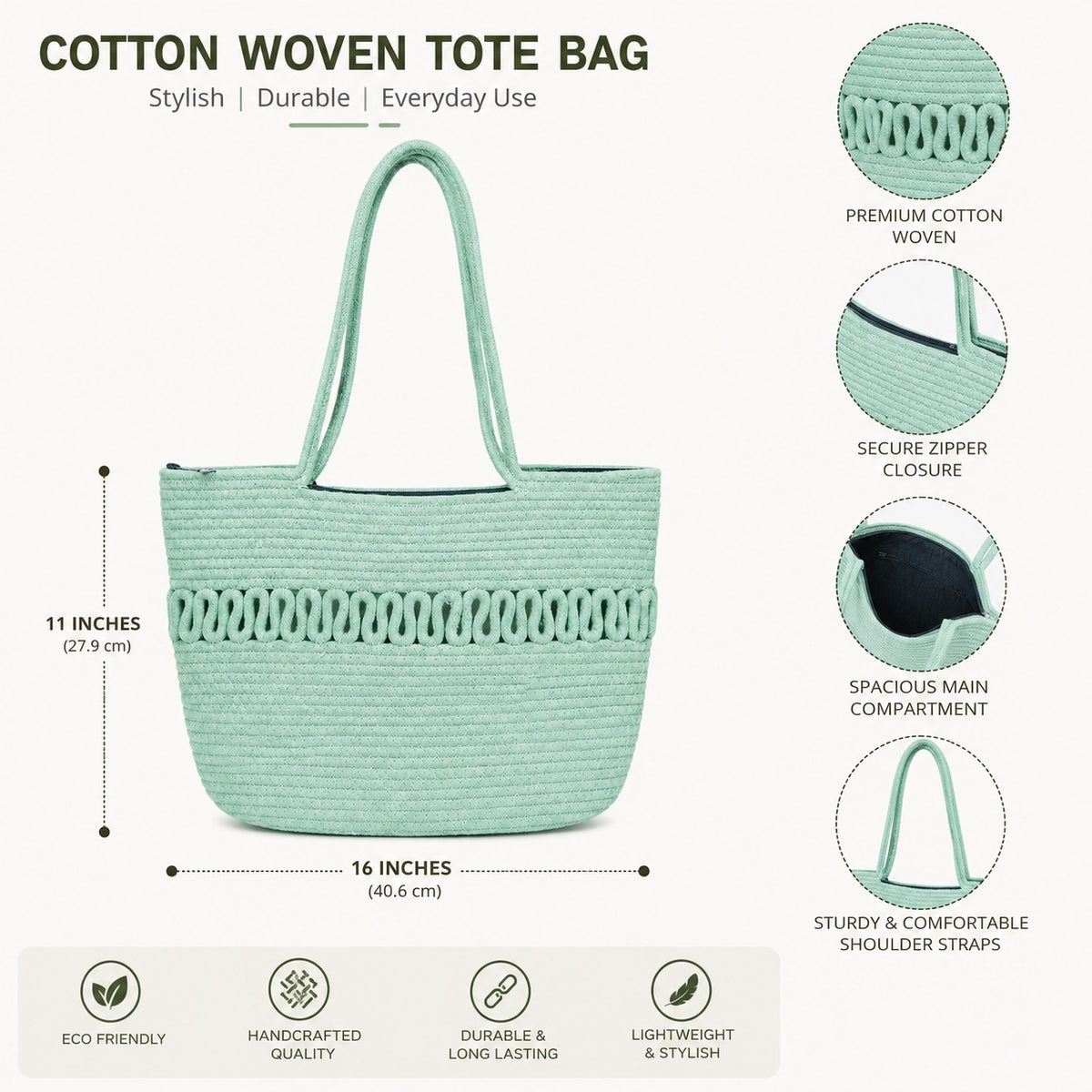 YOUD Rope Handbag | Cotton Tote Handmade Bag for Women
