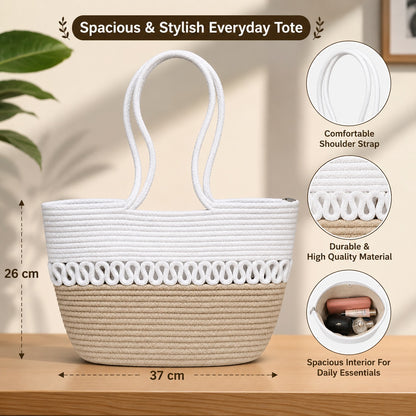YOUD Rope Handbag | Cotton Tote Handmade Bag for Women