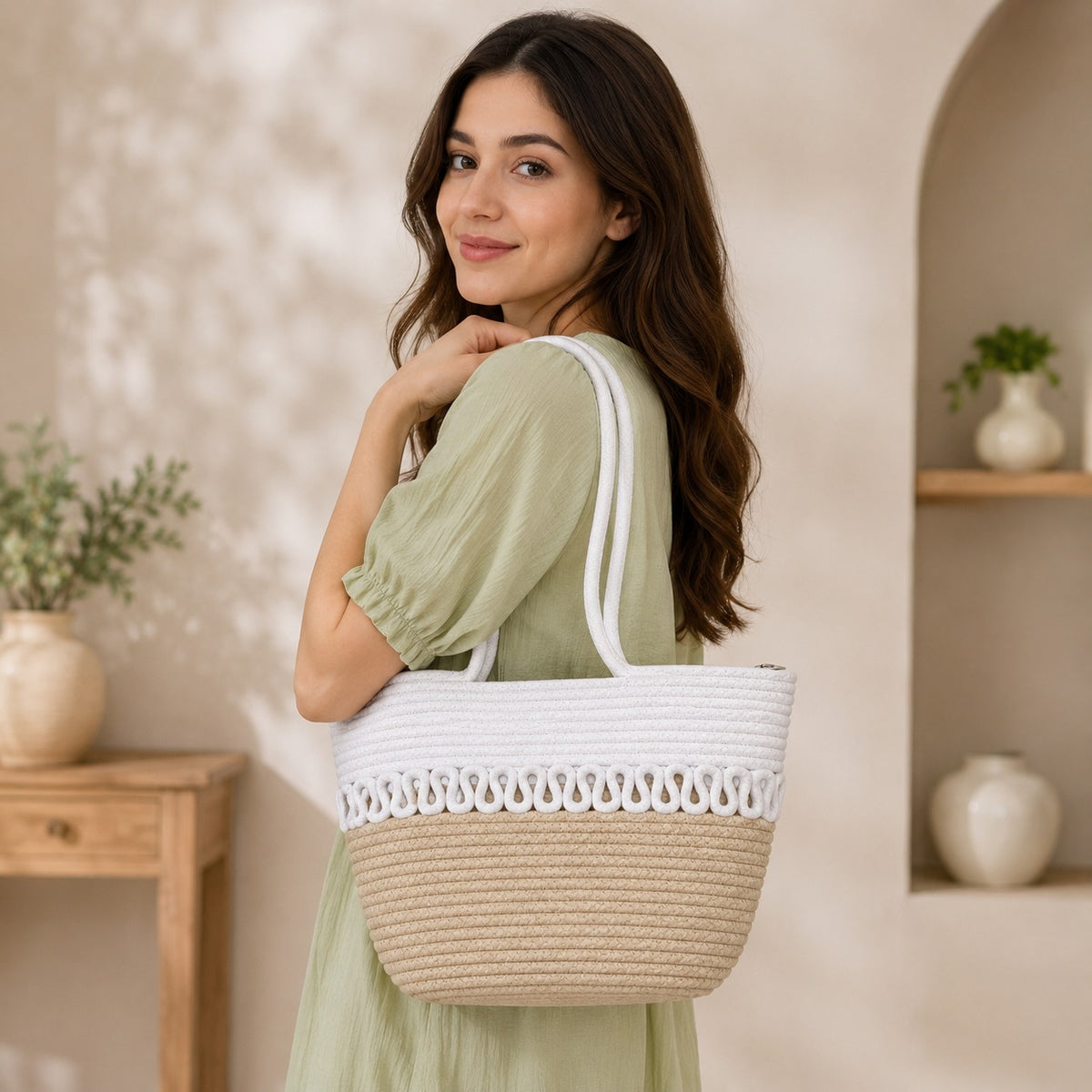 YOUD Rope Handbag | Cotton Tote Handmade Bag for Women